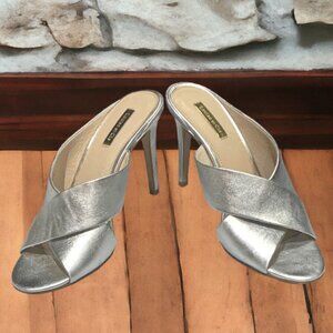 LOUISE ET CIE Halloway 2 Sterling Berlin Metallic Open Toe Slides Mules 10 M
